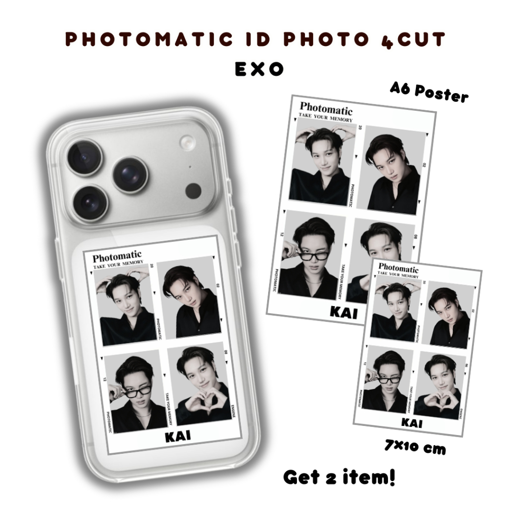 Photomatic ID Photo 4 Cut EXO – Pass Foto Idol Mini Deco Case– Mini Poster Kpop Photomatic