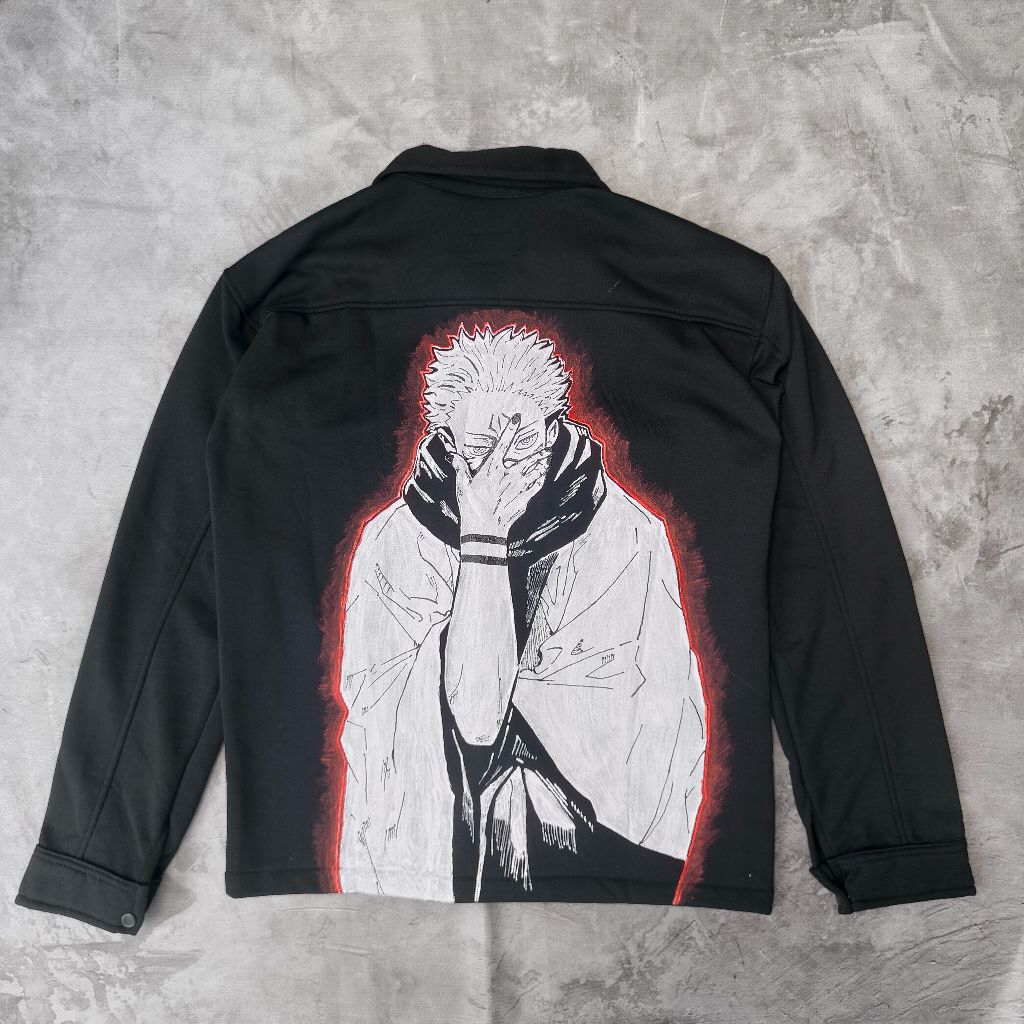 1ON1 RYOMEN SUKUNA Work Jacket Rework Handmade Painted | Hoodie Painted | Hoodie Reworked | Hoodie A