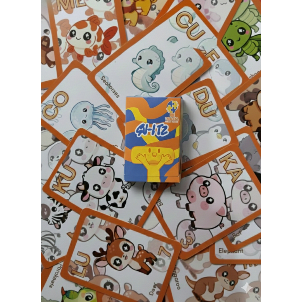 SUIZT - Kartu Alphabet dan hewan 120 PCS, Edukasi Anak, Koleksi Lucu, Mystery Box