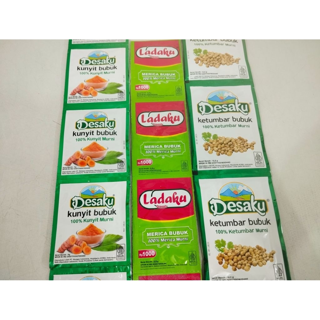 Desaku ketumbar, kunyit, lada bubuk