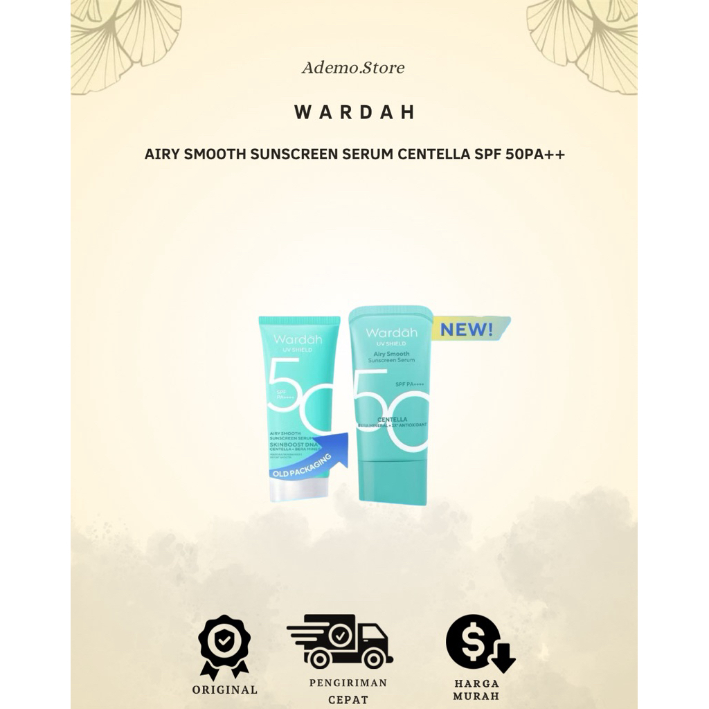 NEW PACKAGING Wardah UV Shield Airy Smooth Sunscreen Serum SPF 50 PA++++ 25ml Single, Twinpack, Trip