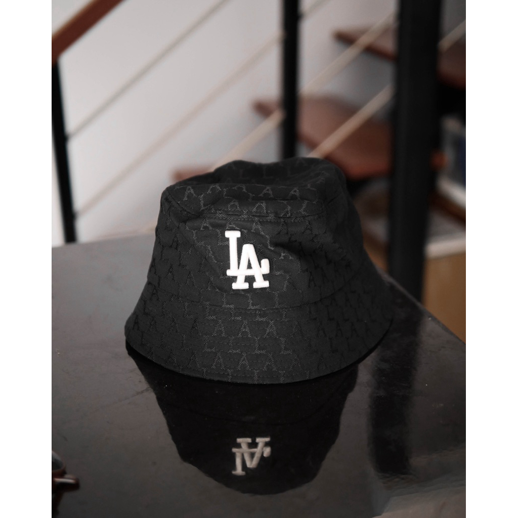 Topi MLB Korea Monogram Jacquard Bucket Hat - LA Dodgers Original
