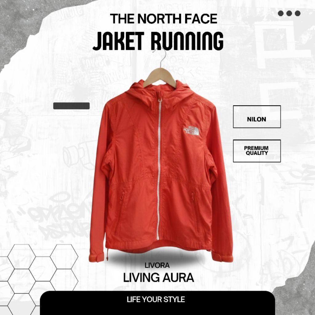 Jacket Running The North Face Original Warna Orange Like New