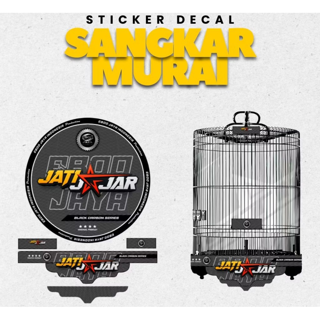 Sticker decal sangkar burung murai NO2 motip jati jajar carbon