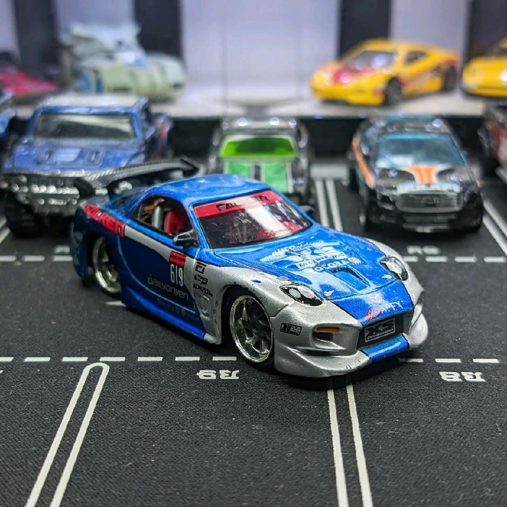 Jada Import Racer Mazda RX-7 Biru Loose Junk Diecast Skala 1:64