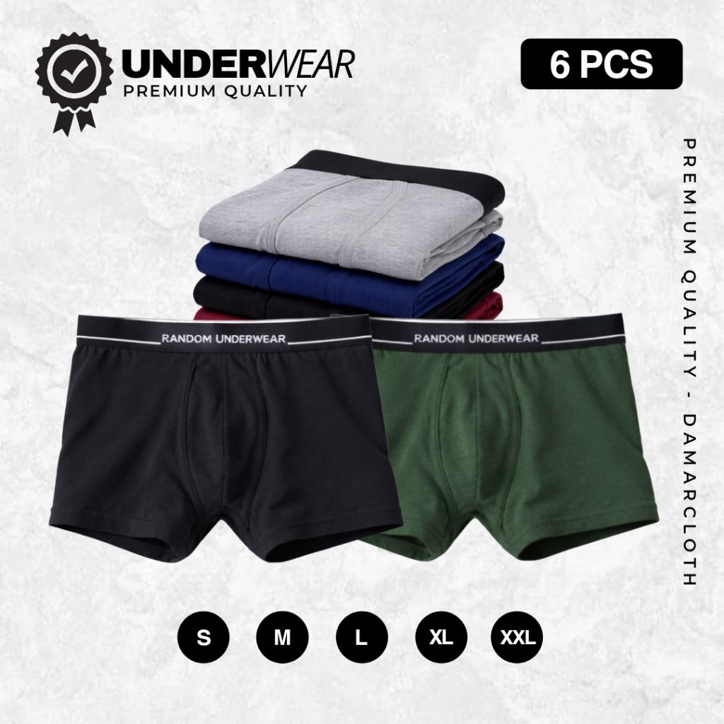 Paket (ISI 6 PCS) Celana Dalam Pria | CD Boxer Pria Bahan Katun | CD Pria Boxer Premium