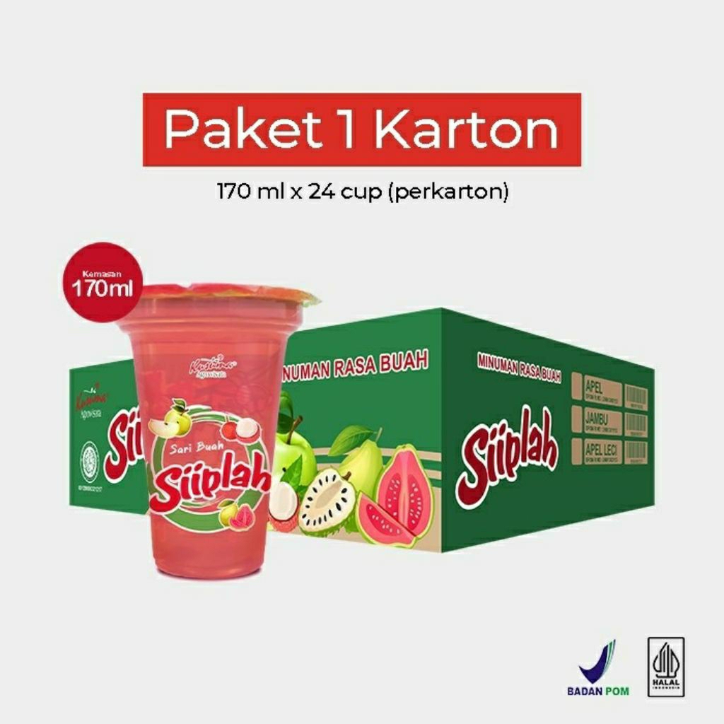Minuman Sari Buah Siplah Rasa Jambu 170ml x 24 pcs (4 karton)