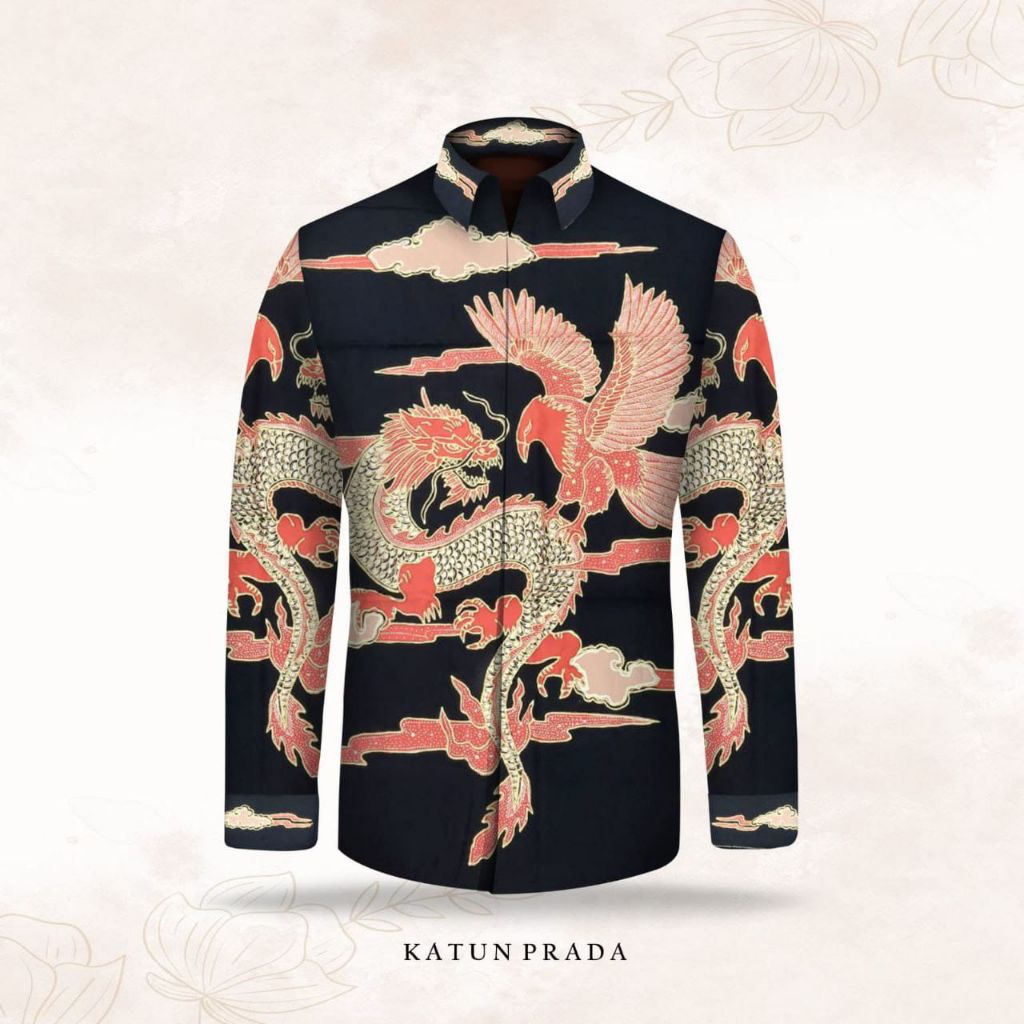 kain batik tulis pria katun prada motif naga elang