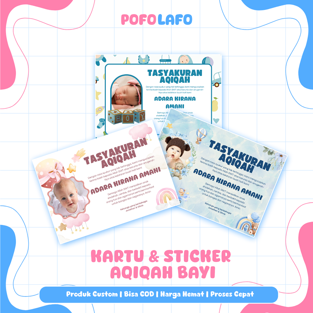 STIKER AQIQAH BAYI STIKER LABEL AQIQAH TASYAKURAN STIKER AQIQAH BAYI KARTU KELAHIRAN BAYI UNDANGAN T