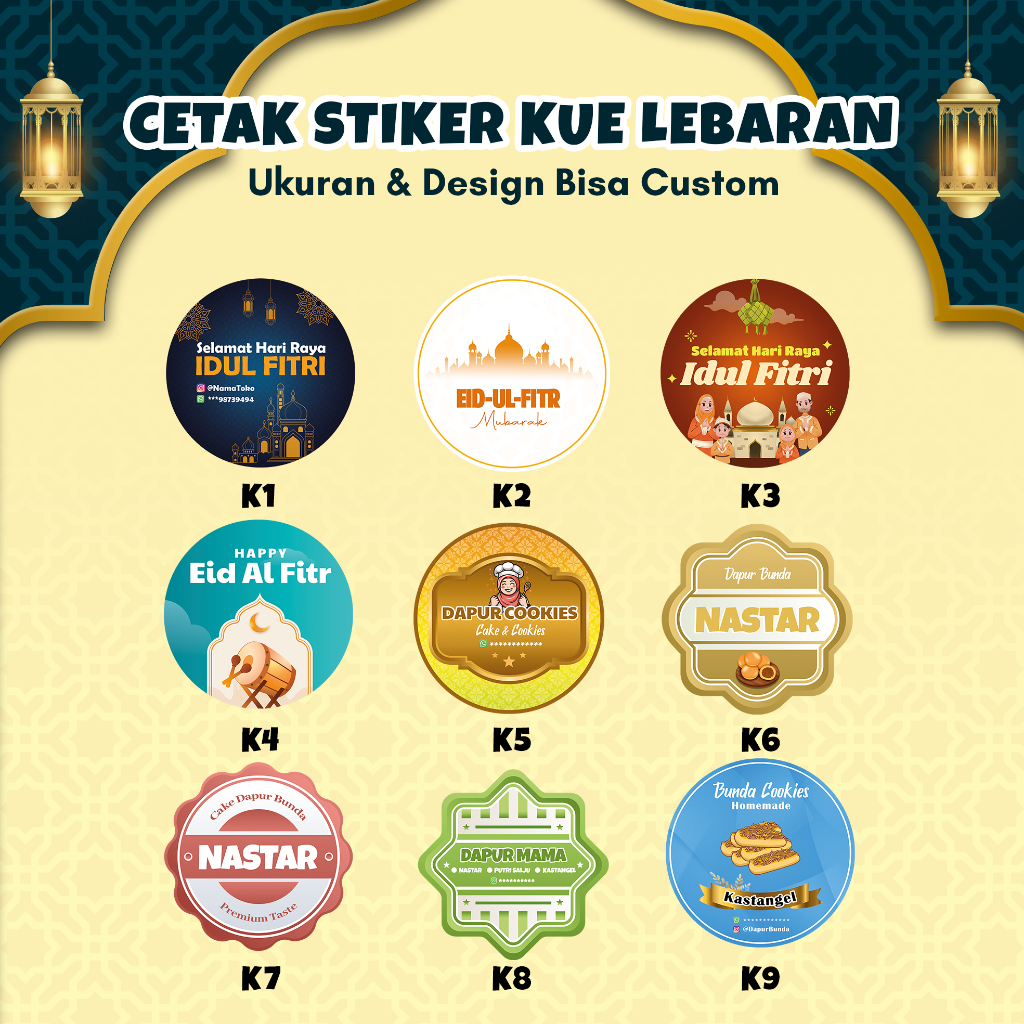 Cetak Stiker Label Kue Kering I Kue Lebaran I Parcel Idul Fitri I Label Kue Estetik I Bahan Vynil (F