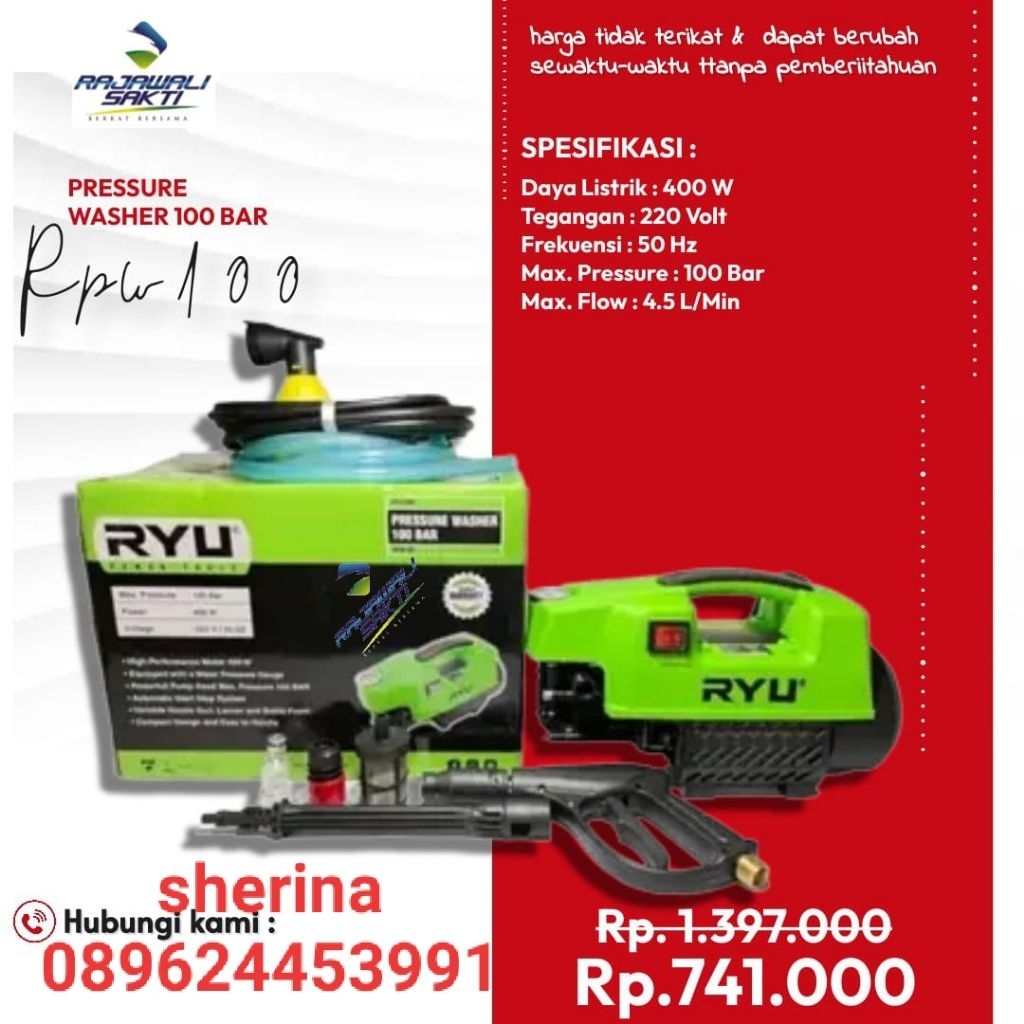 Mesin jet cleaner ryu rpw100/ mesin cuci mobil motor Ryu