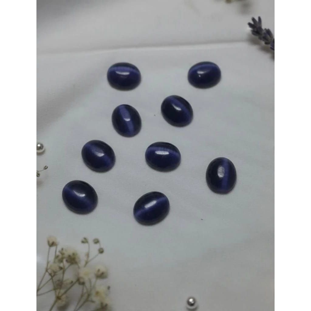 batu akik safir biru mata kucing 12x10mm