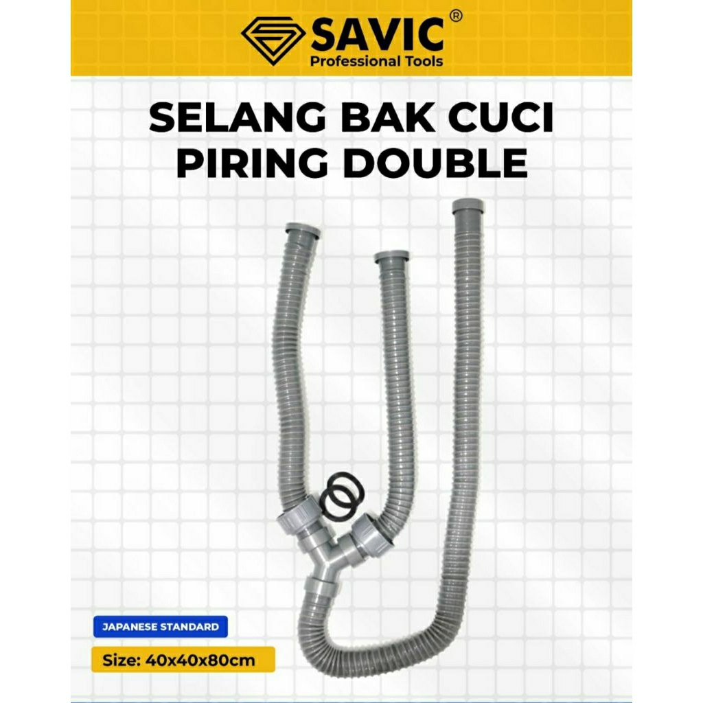 Selang Bak Cuci Piring Dobel Abu" SAVIC