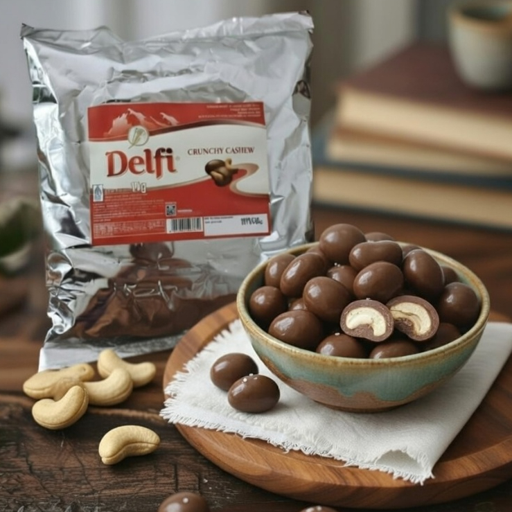 Coklat Delfi Almond & Mede 1kg 500gr 250gr / Choco Dragees Almond & Cashew / Coklat Lebaran Hampers 