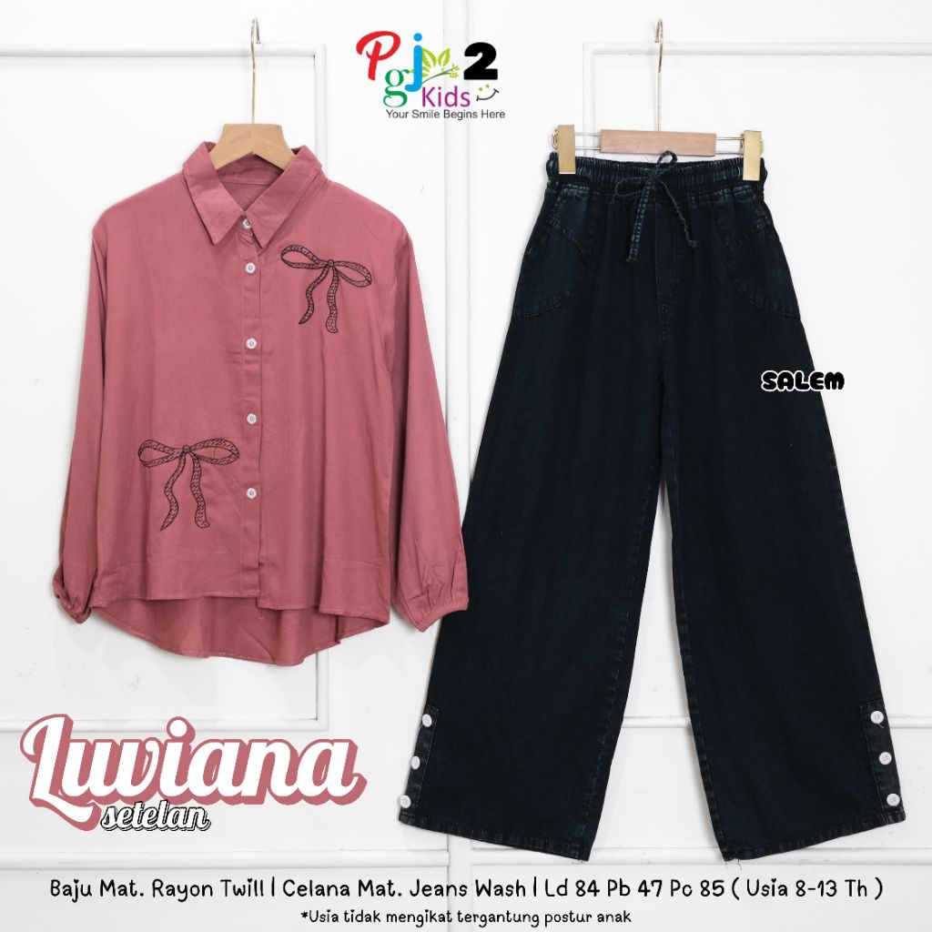 sarang set ori pgj / set baju anak perempuan usia 8-11 tahun / set baju dan celana jeans anak peremp