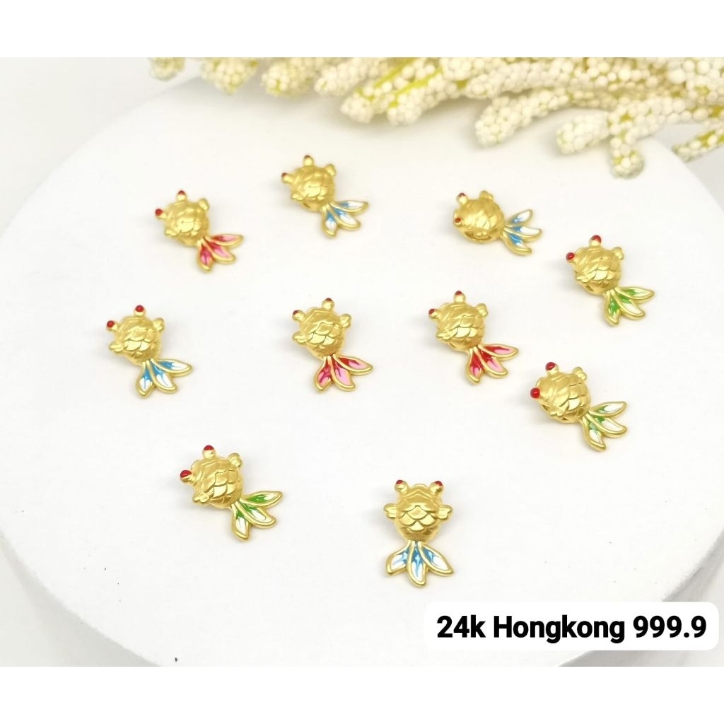 Charm Emas Asli Ikan Koi 24k Hongkong 999.9
