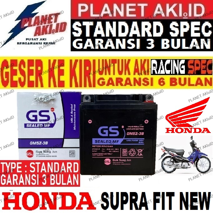 Aki Motor Honda Supra Fit New GM5Z3B Accu Kering MF