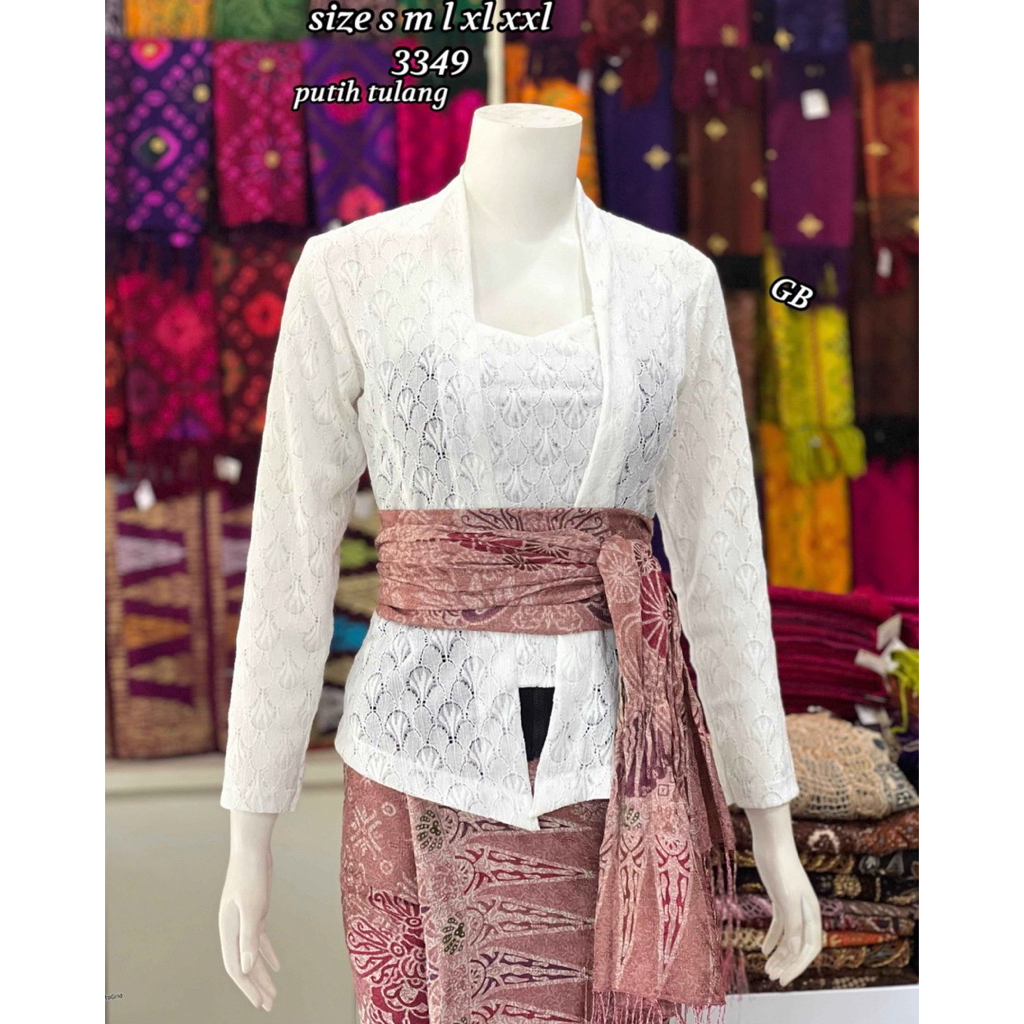 Kebaya bali brokat katun model bet lengan panjang