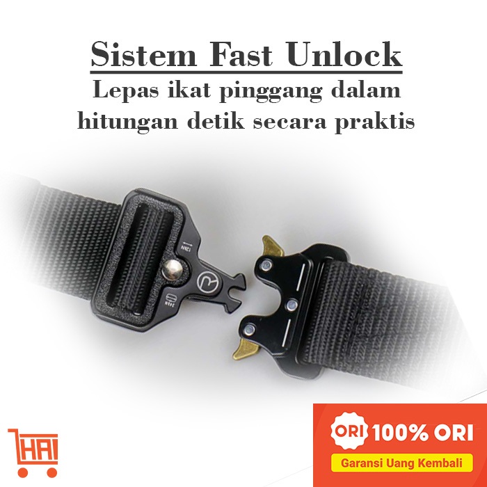 Branz HAI - Sabuk Pria Tactical Canvas Belt Tali Ikat Pinggang Gunung Outdoor Metal Gesper