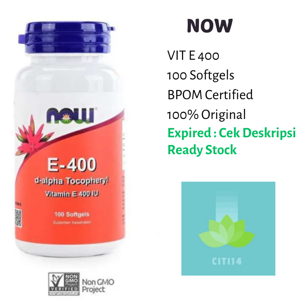 Now Foods Vit E-400 IU DA 100 Softgels Vitamin E BPOM