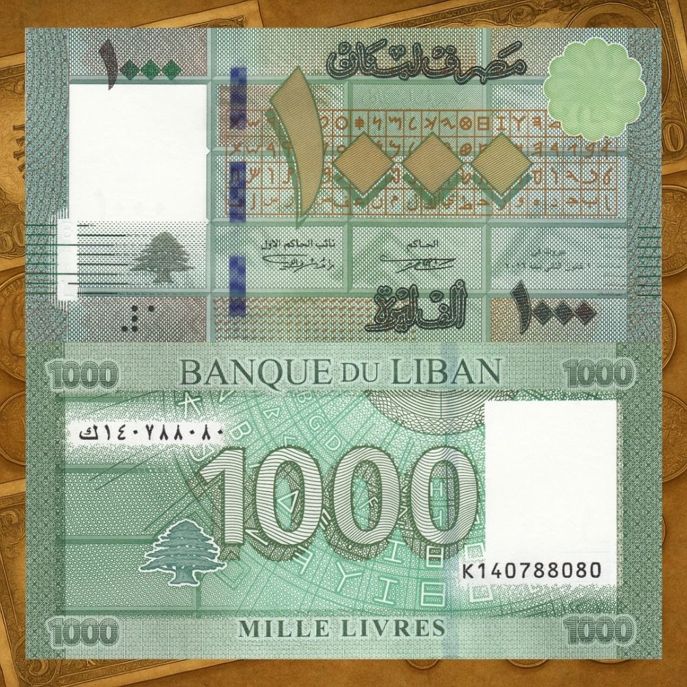 Koleksi Uang Kertas Asing Kuno Gepok Gepokan Lak Libanon 1000 Livres