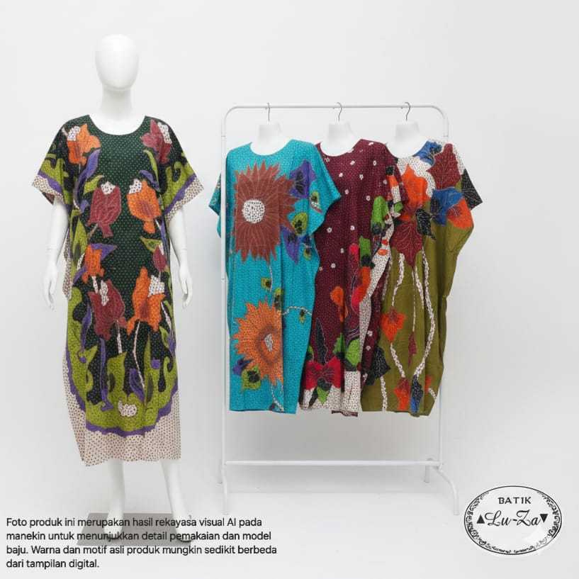 LUZA daster lowo TC polkadot jumbo ld 140 asli pekalongan batik tulis bahan adem kalong kelelawar mo