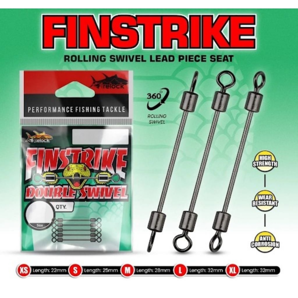 Double Swivel Finstrike Firelock Long Black Cooper Kili-kili Pancing Panjang Anti Gigi Tajam Lead Sh