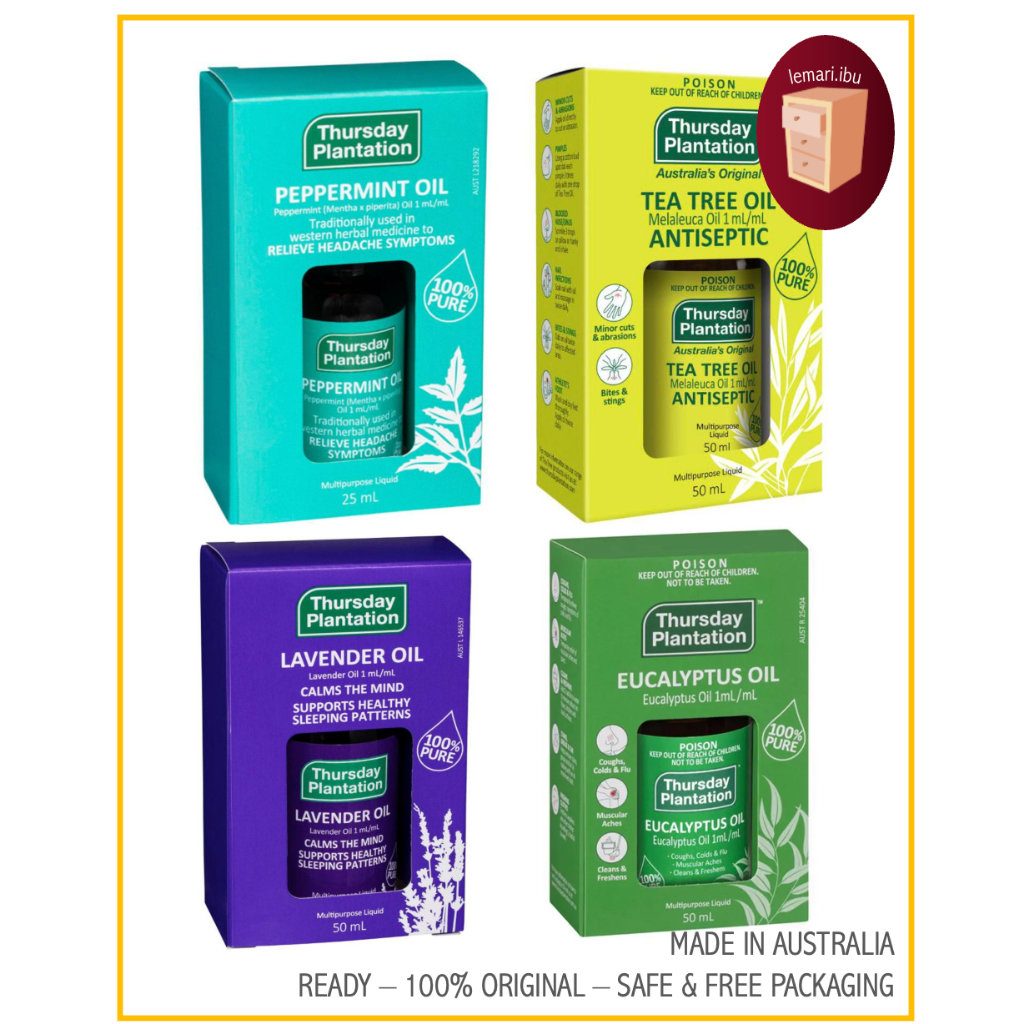 Thursday Plantation Essential Oil - Minyak Aroma Therapy - Peppermint / Tea Tree / Lavender / Eucaly