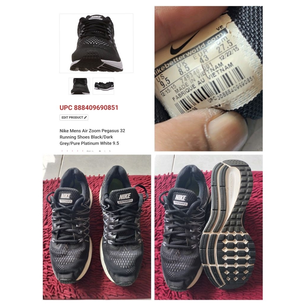 Sepatu Preloved Second Original Nike Running Zoom Pegasus 32 Size 43