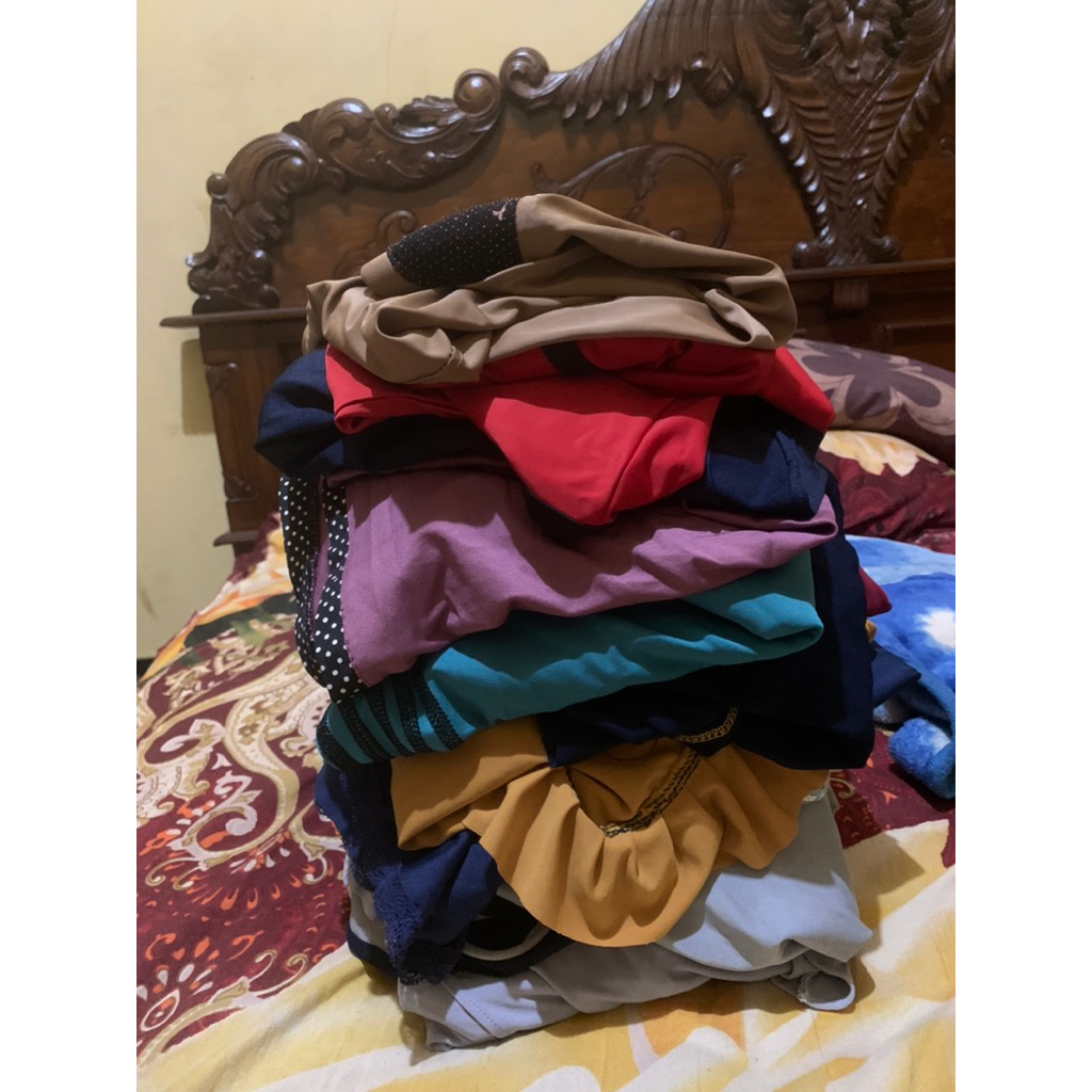 [ PRELOVED / PL ] KERUDUNG JILBAB BERGO TERUSAN INSTAN SYAR’i syari warna navy abu abu coklat mustar
