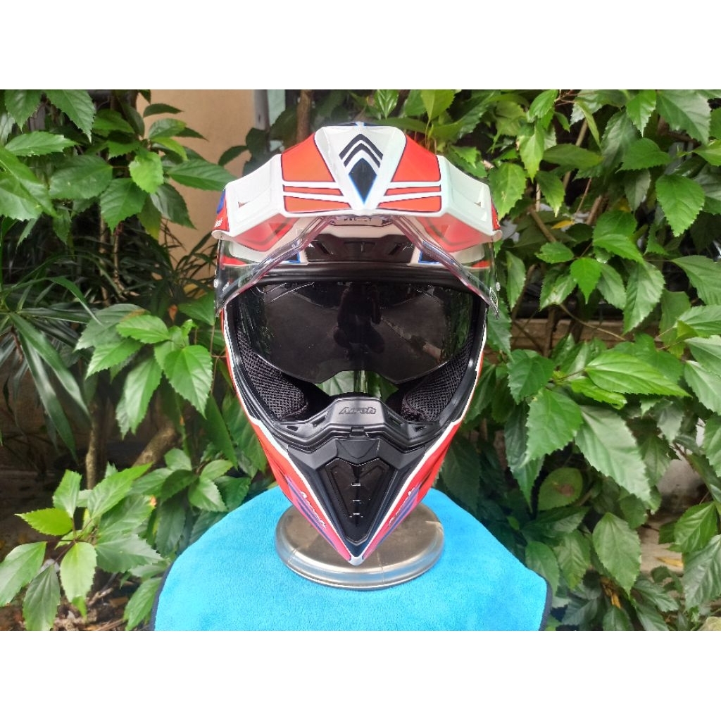 Helm Cross Supermoto Airoh Commander Carbon Red-Blue Gloss (M)