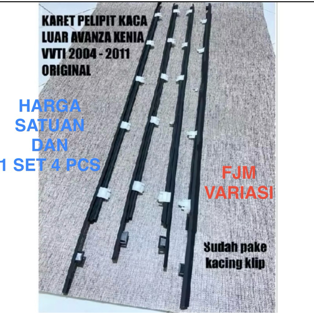 KARET PINTU KACA SAMPING PELIPIT PLIPIT WATER STRIP SEMUA MOBIL AVANZA E G S VVTI LAMA DAIHATSU XENI