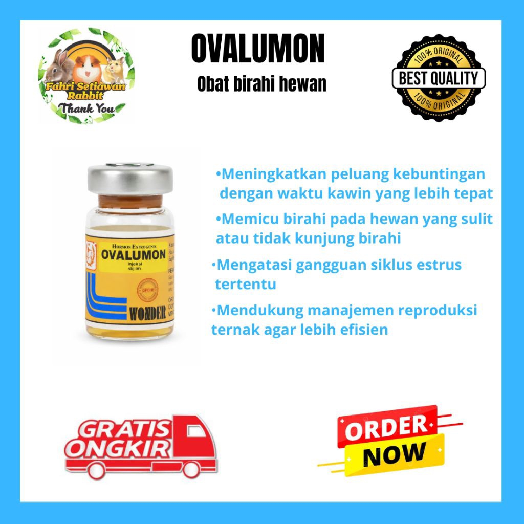 OVALUMON 5ML DAN 2ML OBAT BIRAHI HEWAN BETINA KELINCI KUCING KAMBING DAN SAPI