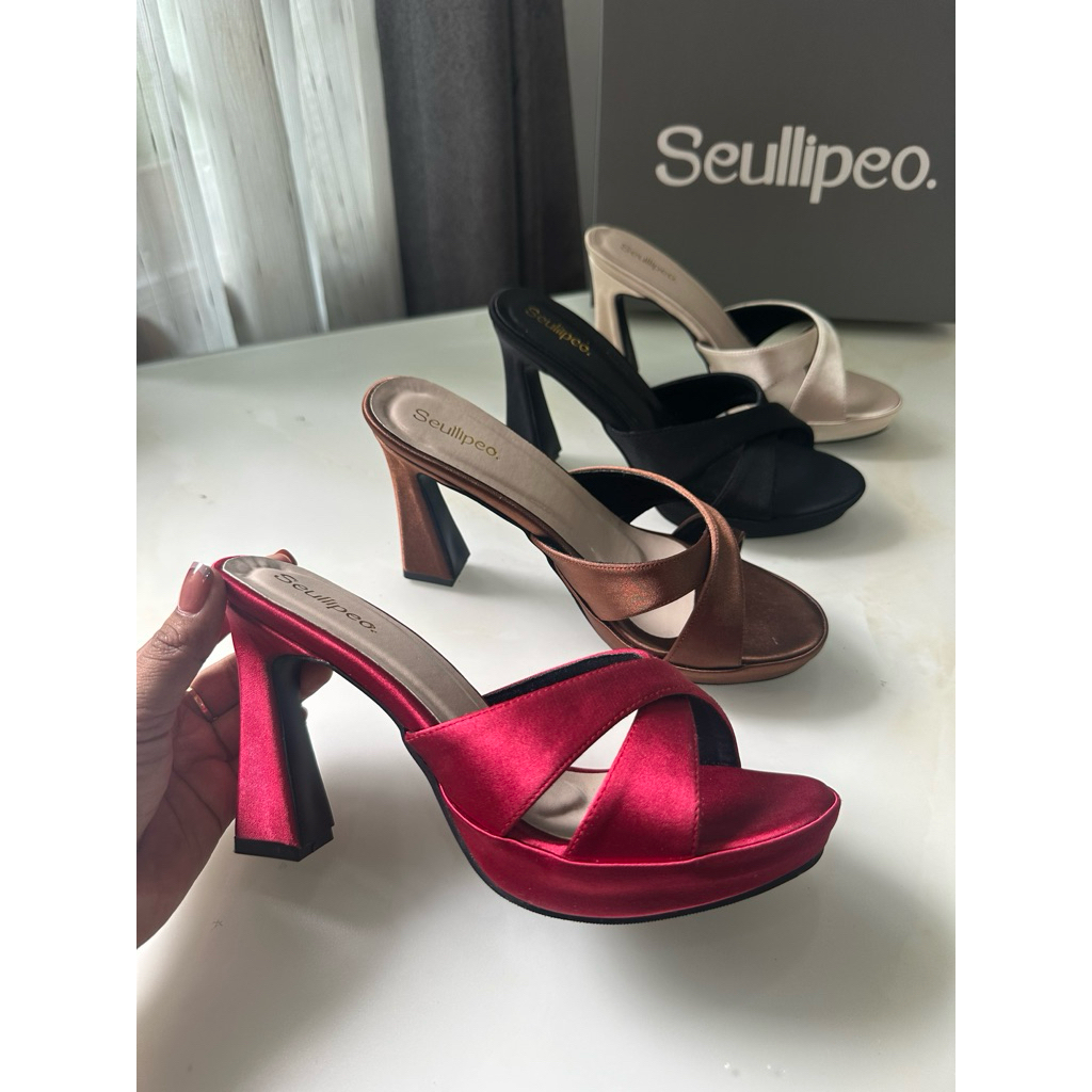 sandal high Heels 10cm  tali silang satin