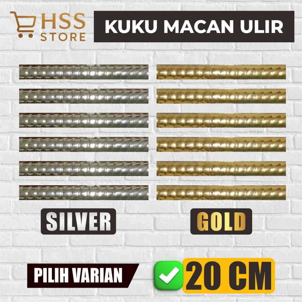 Kuku Macan Keramik Ulir Warna Silver dan Gold  20 cm / Kuku macan Isi Varian Per 50 100 150 pcs kuku