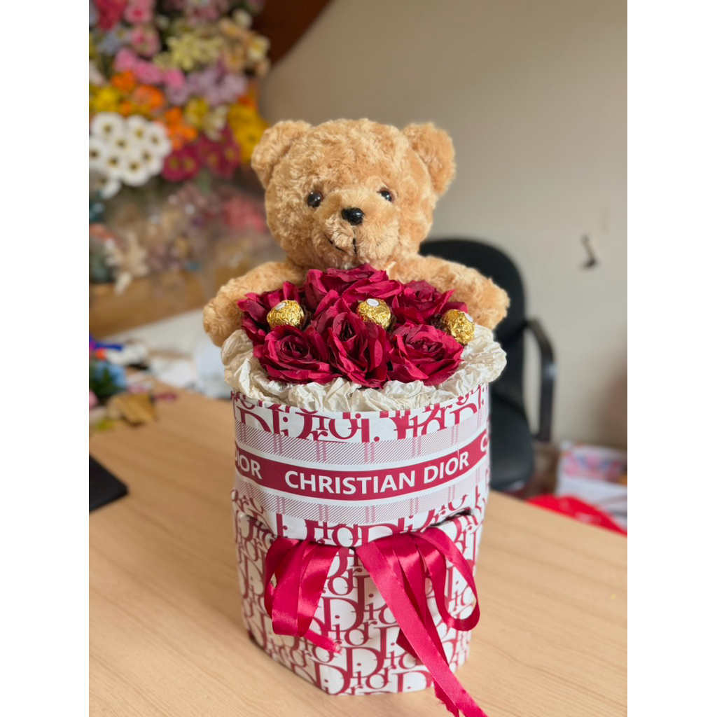 teddy bear korean buket mix ferrero rocher