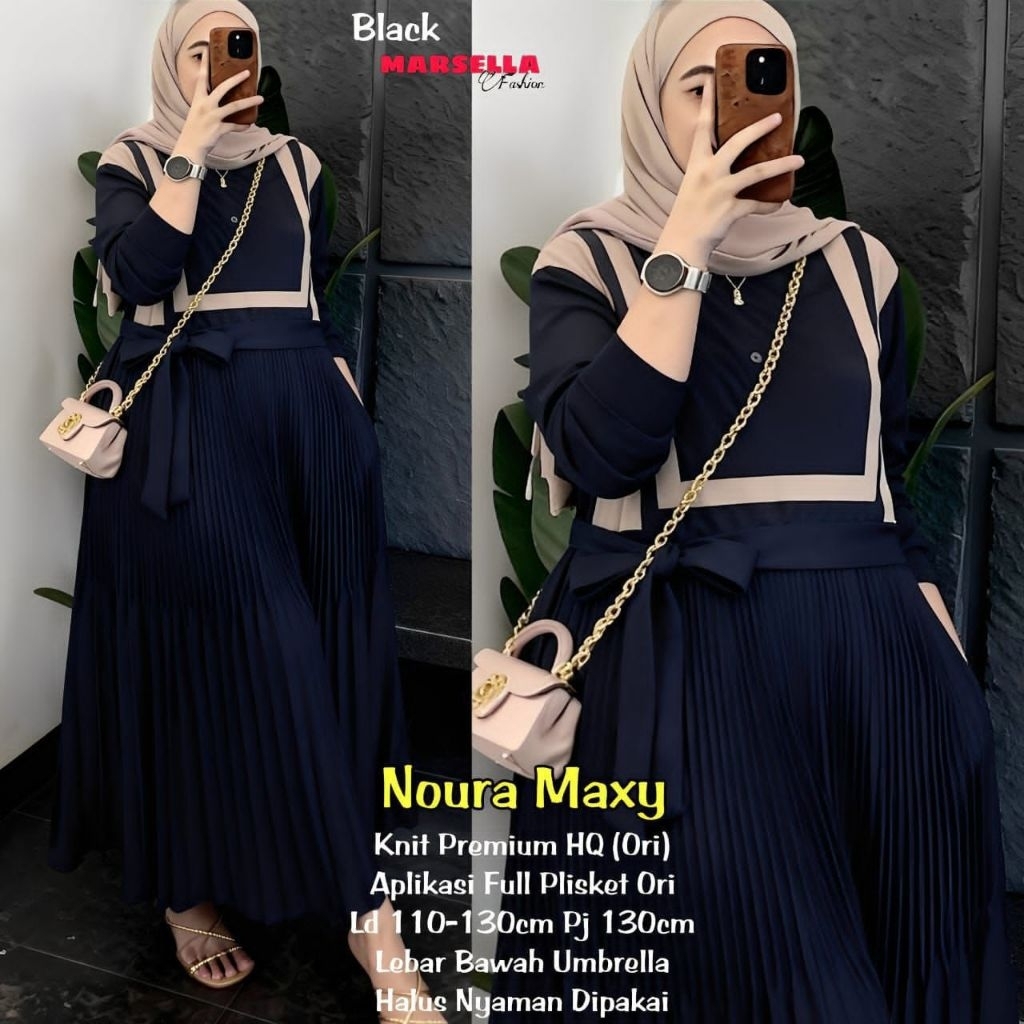 Noura Maxy Kaos Knit Gamis Jumbo Ld130 120 110 Mix Plisket