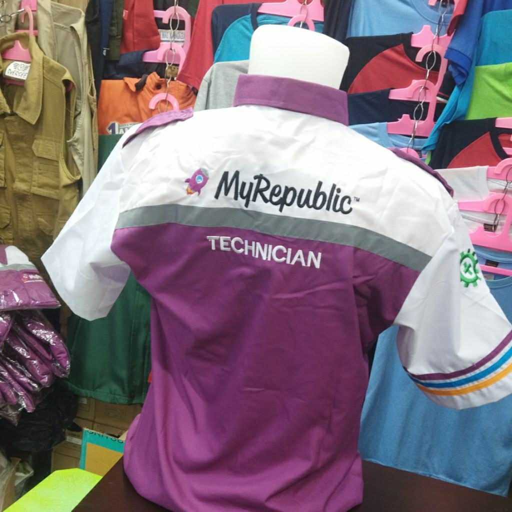 Baju seragam wifi myrepublic bisa custom PT nya