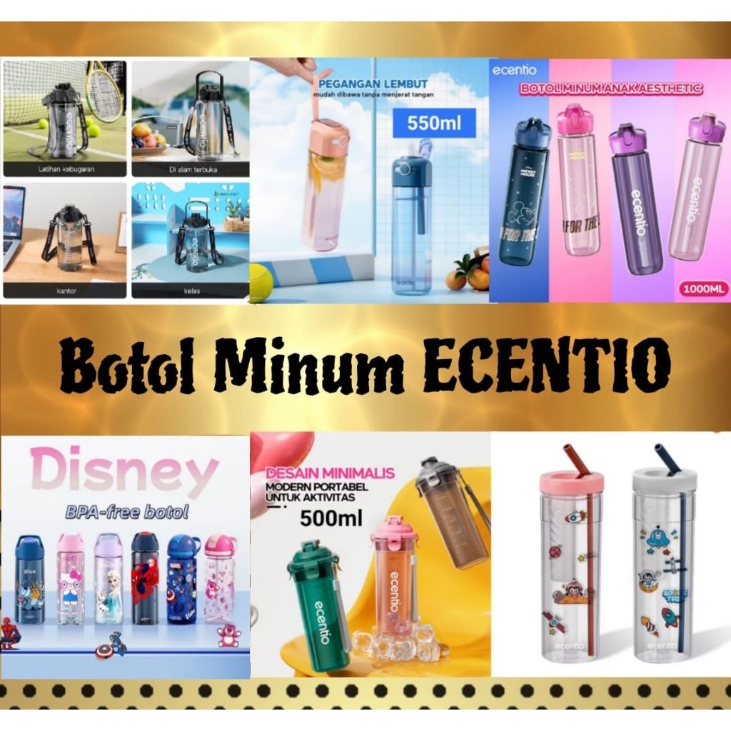 BOTOL MINUM ECENTIO / BOTOL MINUM PORTABLE / BOTOL SPORT ECENTIO