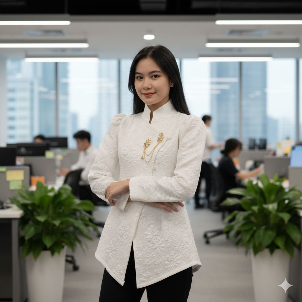 atasan kebaya jaguar putih tulang