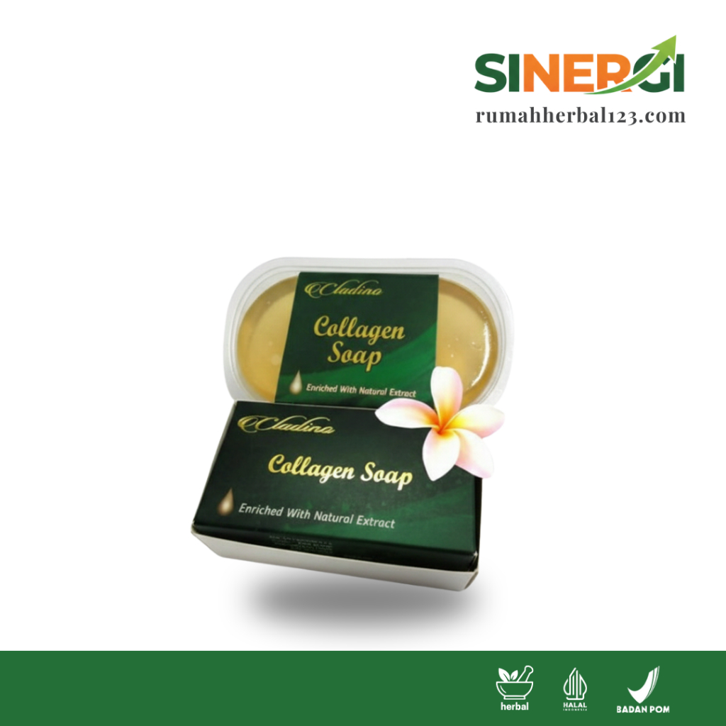 Cladino Sabun Collagen Sinergi Herbal Indonesia - Sabun Batang Pemutih Wajah dan Tubuh - Sabun Kolag