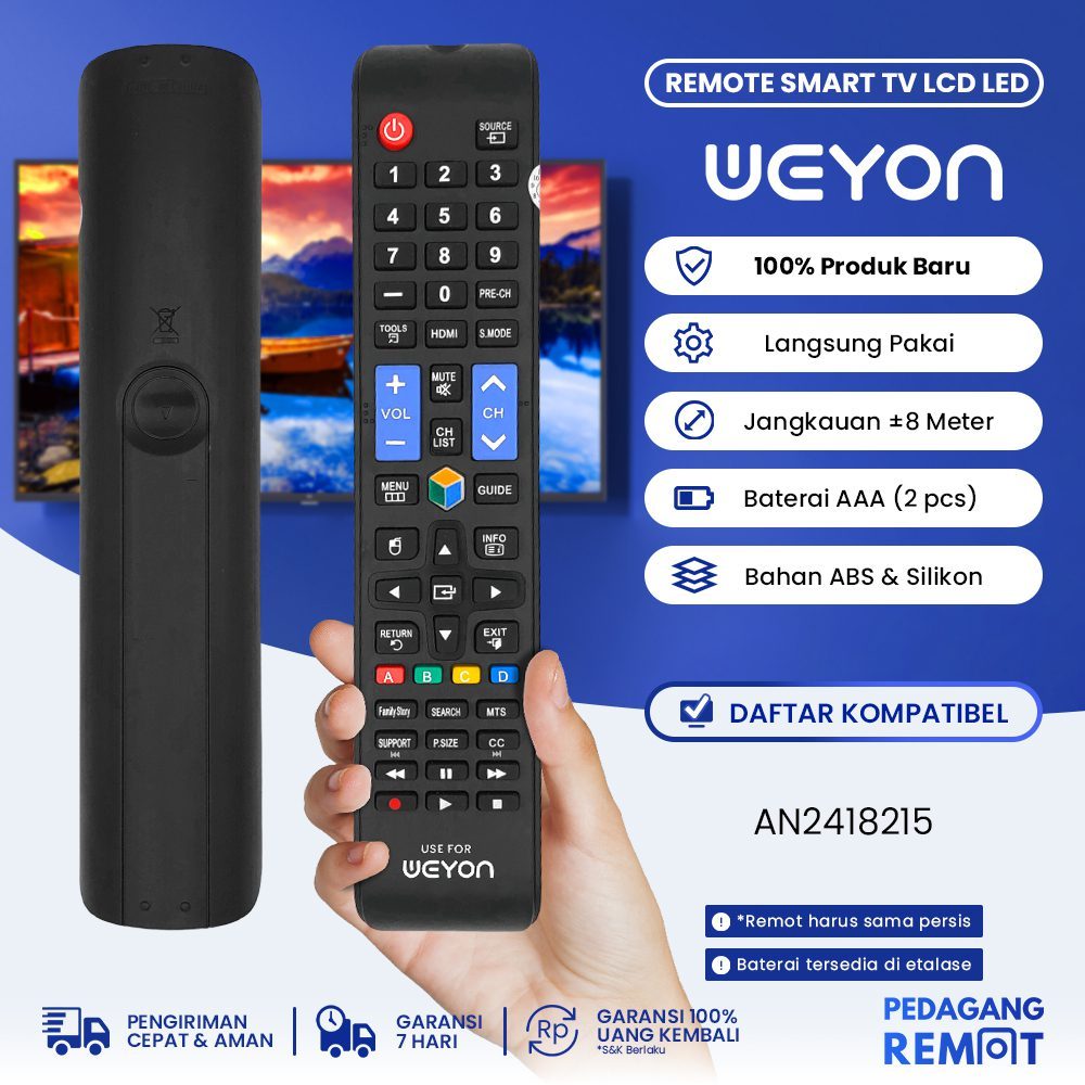 REMOTE UNIVERSAL JUNDA 304+ Remote Pengganti unutk TV SAMSUNG WEYON Sakura