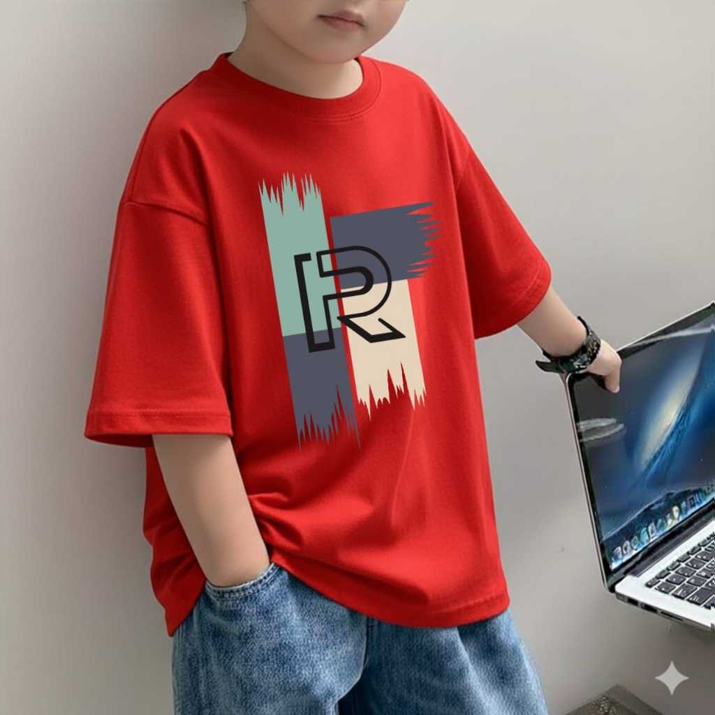 Kaos Fashion Oversize R Anak Laki-Laki Usia 3-14 Tahun/Fashion Anak/Atasan Anak laki-laki/Pakaian An