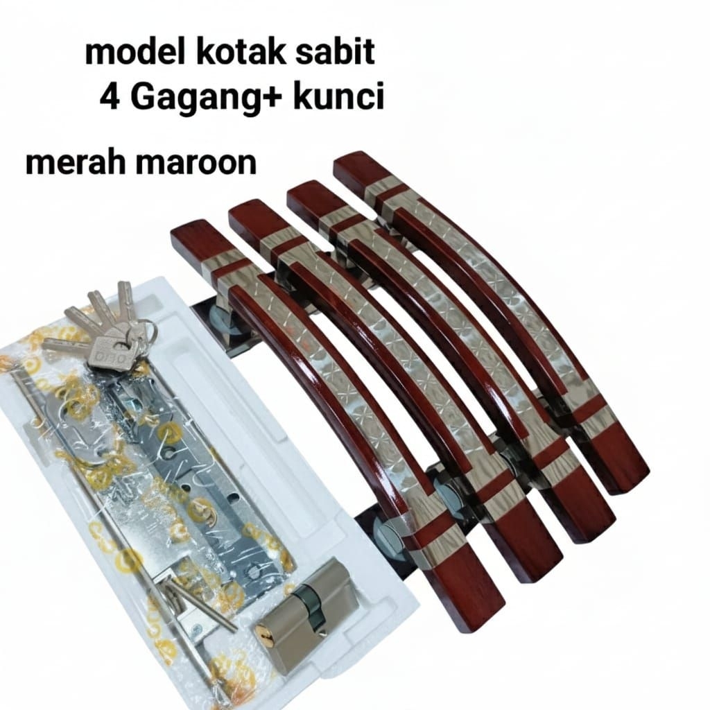 (4biji) Handle pintu rumah Full set kunci Tarikan pintu model kotak sabit terbaru/Gagang pintu rumah
