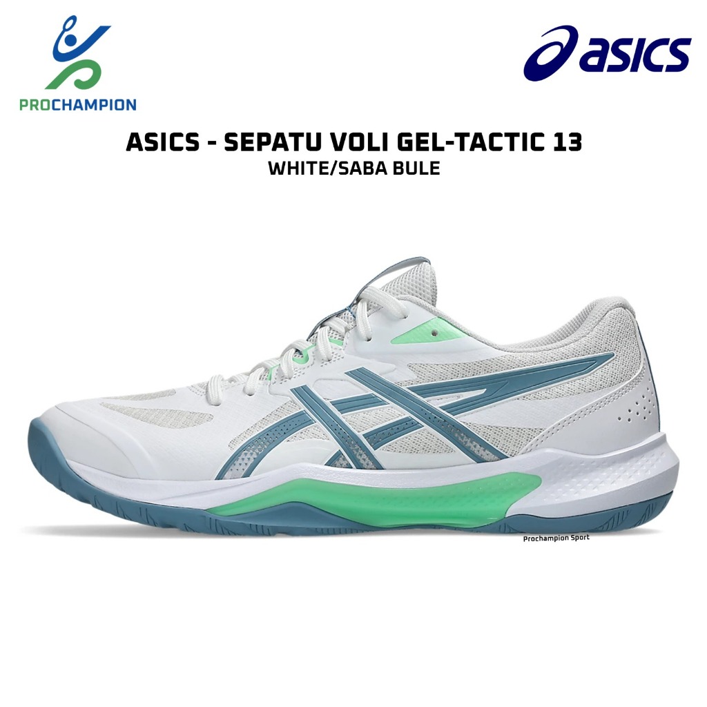 Sepatu Voli ASICS Gel-Tactic 13 White Saba Blue