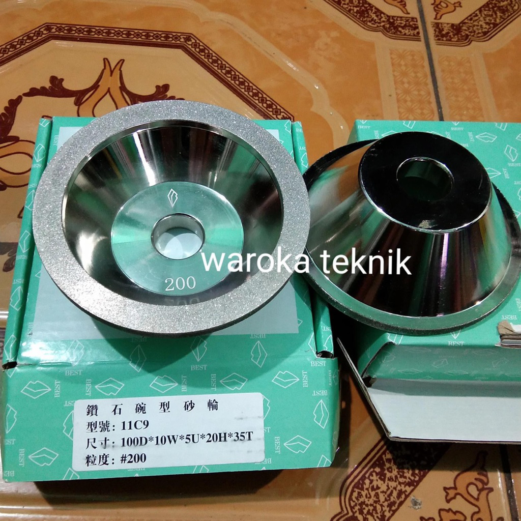 batu gerinda diamond CBN mangkok ukuran 100 mm baru..grit 200