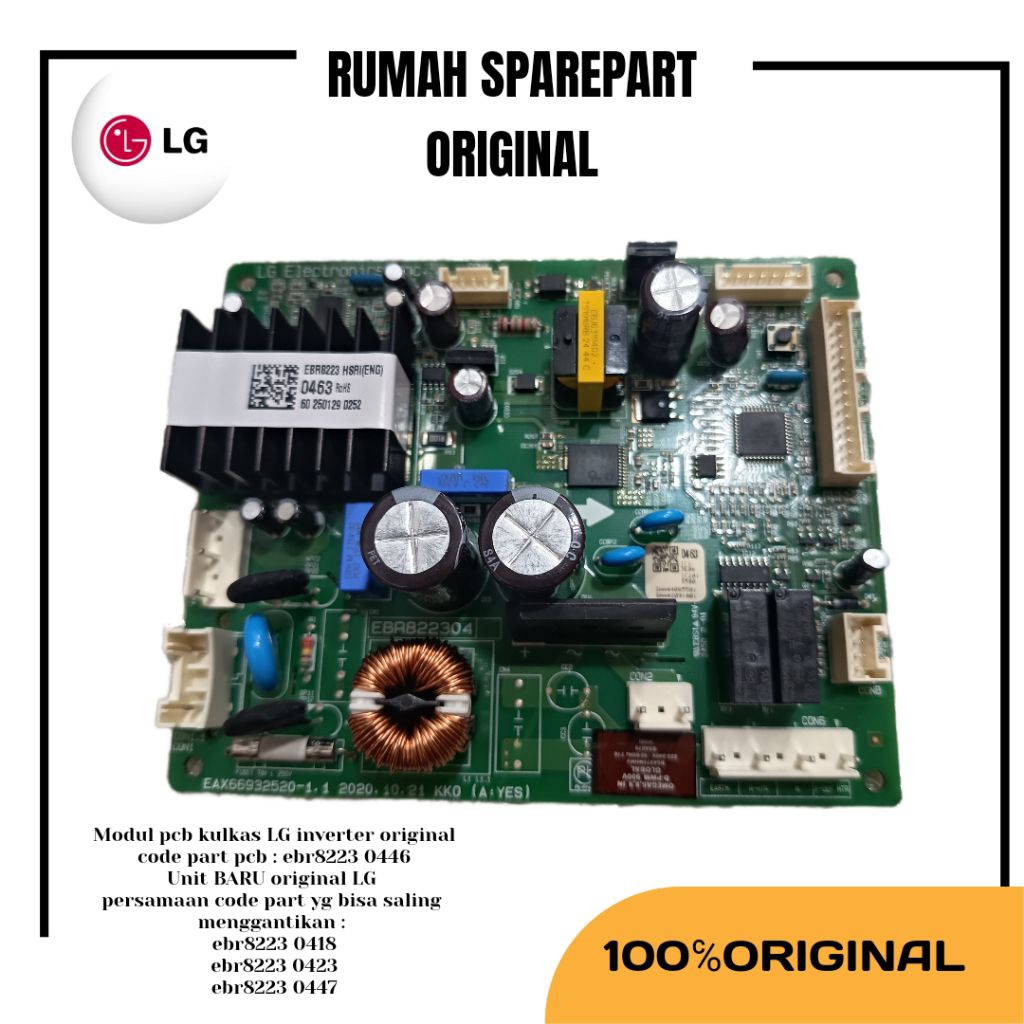 Modul pcb kulkas LG inverter original code part pcb : ebr8223 0463Unit BARU original LG persamaan co