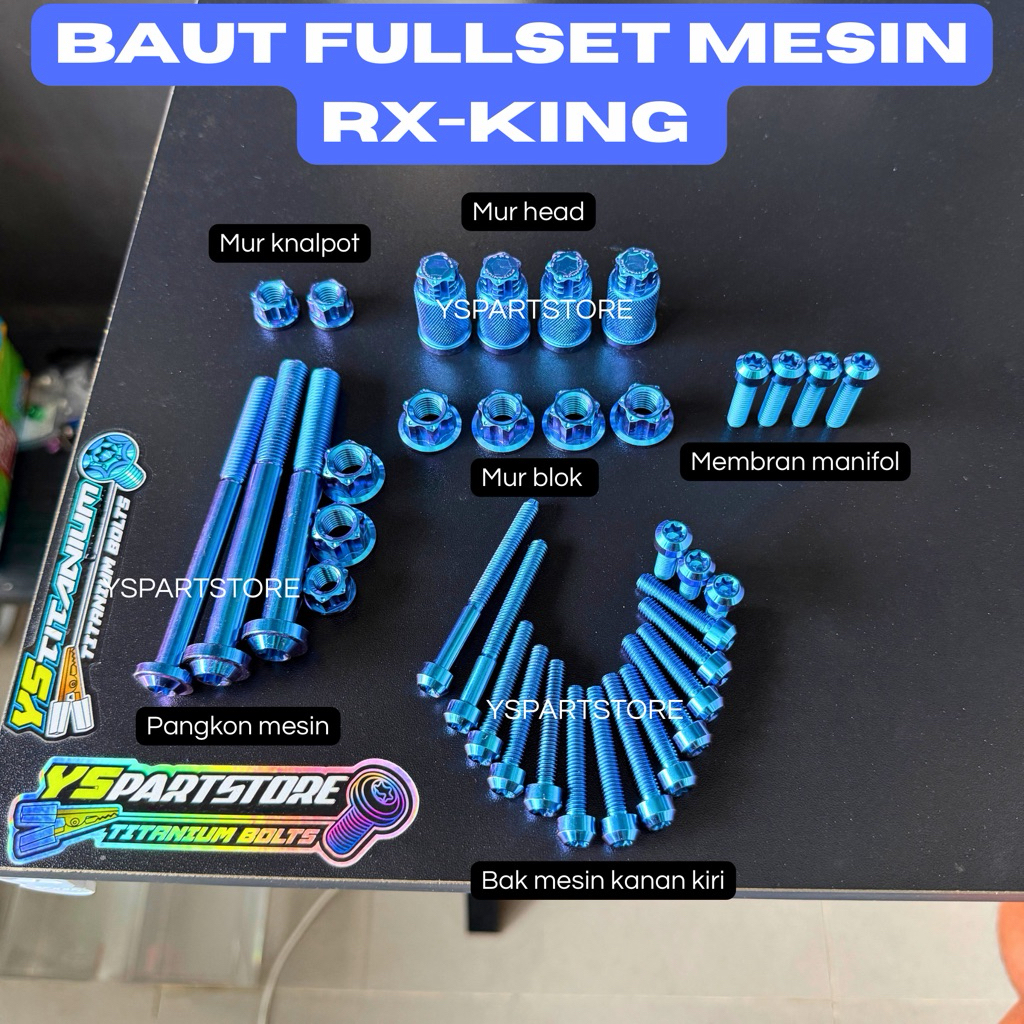 baut Titanium fullset mesin RX-king baut Titanium original grade5