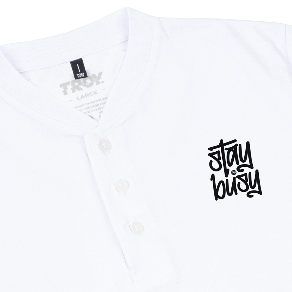 Troy Company Baju Koko Pria Putih Lengan Pendek Kerah Shanghai Stay Busy KKD 2567