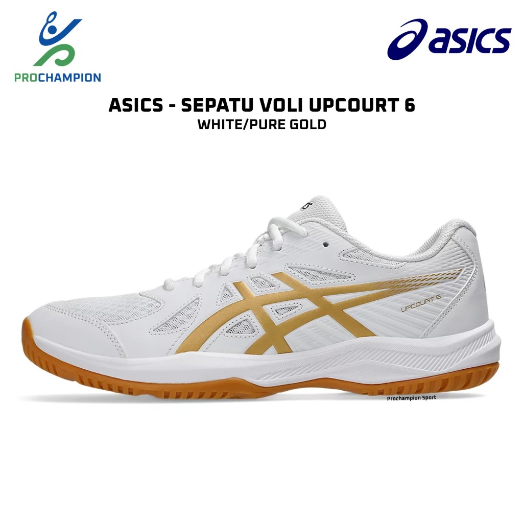 Sepatu Voli ASICS Upcourt 6 White Pure Gold